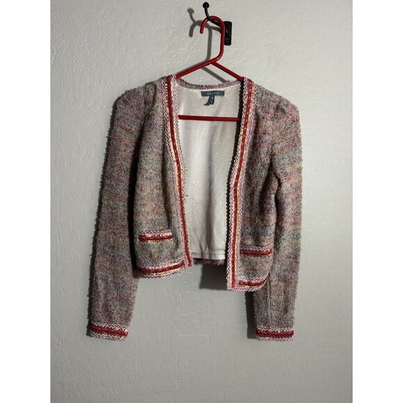 Gracia Crop Jacket Medium Tweed Pastel Silver Glitter Contrast Denim - Picture 2 of 9